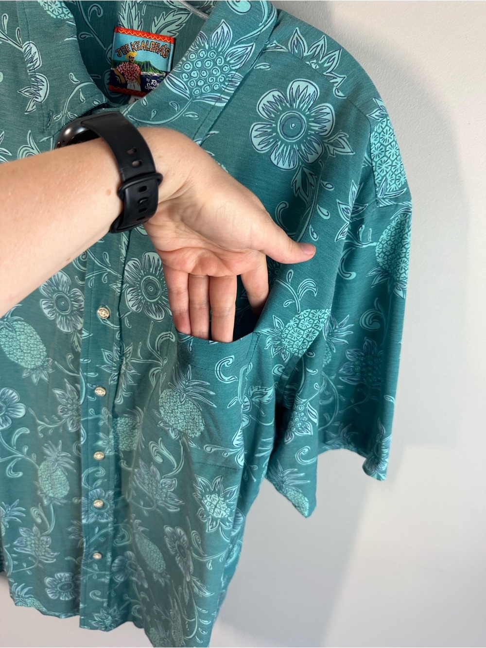 Reyn Spooner Joe Kealoha Pineapple Floral Aloha Shirt Teal Size XL - Picture 12 of 14